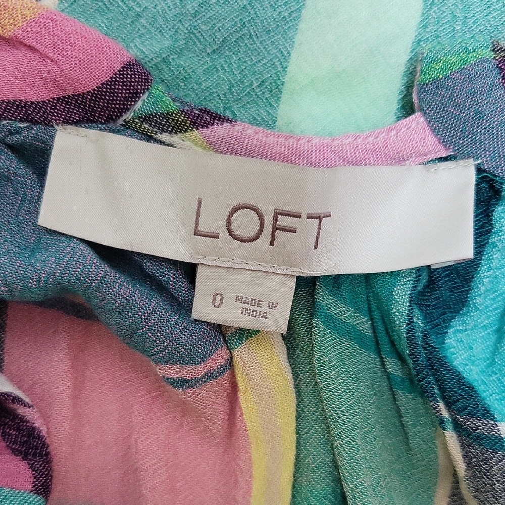 NWOT! LOFT Tie Back Peplum Top, Plaid, Size 0 - Picture 5 of 8